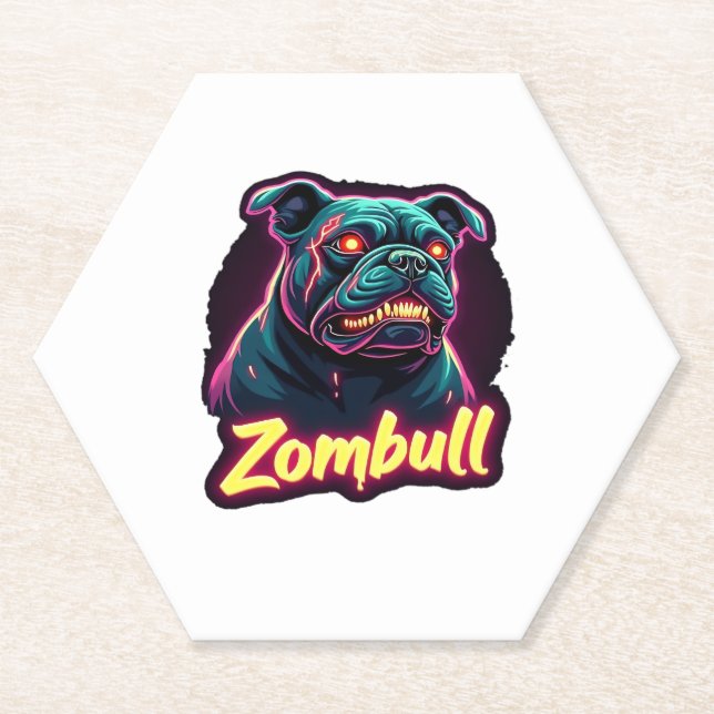English Bulldog Zombie Dog Halloween Essential T-S Paper Coaster (Front)