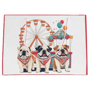 English Bulldogs At A Carnival Large Gift Bag