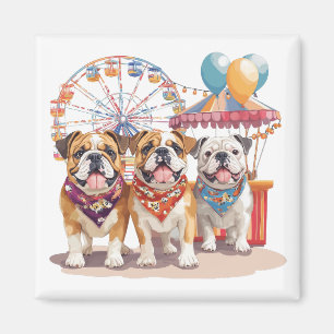 English Bulldogs At A Carnival  Magnet