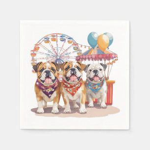 English Bulldogs At A Carnival  Napkin
