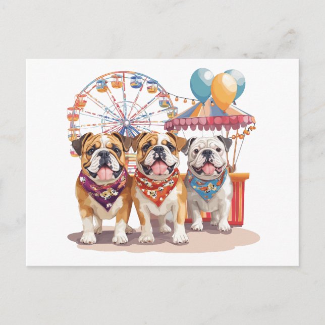 English Bulldogs At A Carnival  Postcard (Front)
