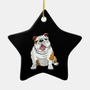 English Bulldogs Awesome Funny Bulldog Pups Dogs Ceramic Tree Decoration