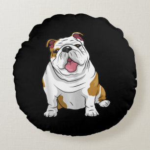 English Bulldogs Awesome Funny Bulldog Pups Dogs Round Cushion