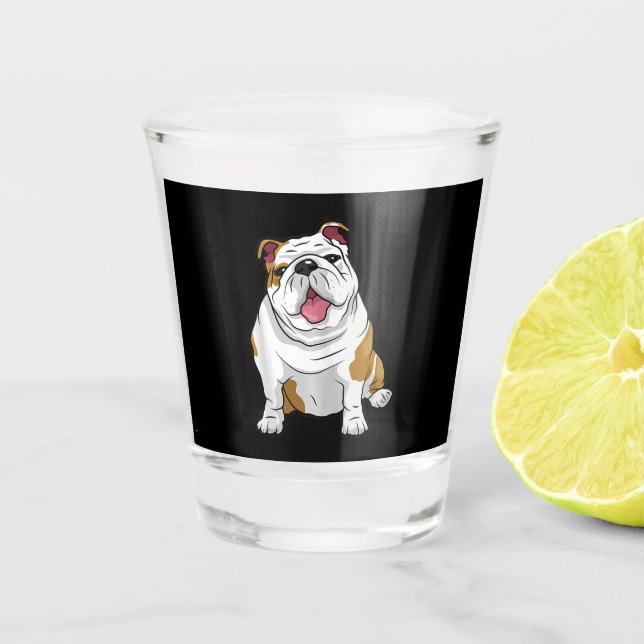English Bulldogs Awesome Funny Bulldog Pups Dogs Shot Glass (Front)