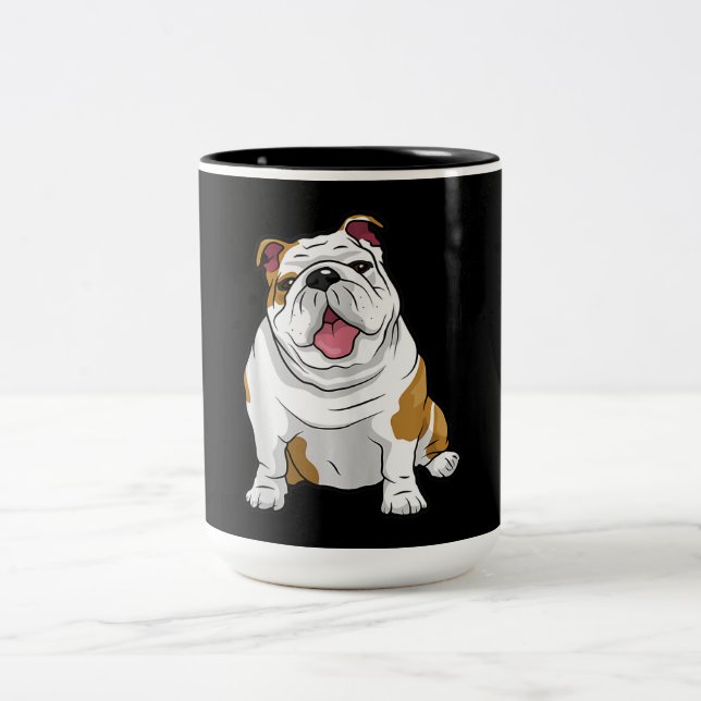 English Bulldogs Awesome Funny Bulldog Pups Dogs Two-Tone Coffee Mug (Center)