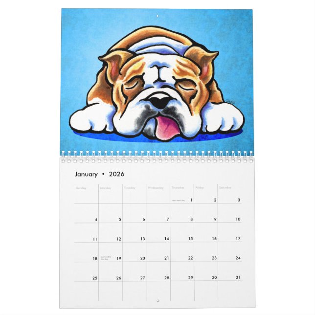 English Bulldogs Off-Leash Art™ Vol 1 Calendar (Jan 2026)
