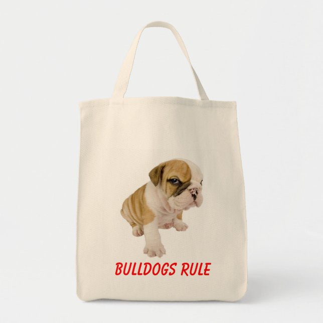 English Bulldogs Rule Puppy Dog  Grocery  Tote Bag (Front)