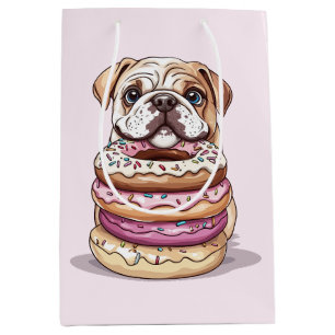 English Bulldogs Sprinkled Doughnuts Medium Gift Bag
