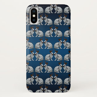 English Bunny Frenzy iPhone X Case (Blue/Black)