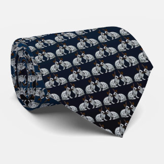 English Bunny Frenzy Tie Double Sided (Blue/Black)