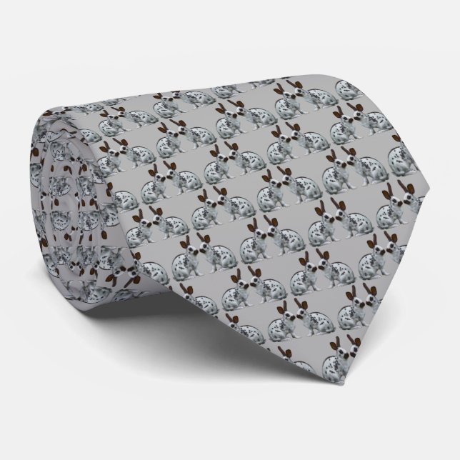 English Bunny Frenzy Tie Double Sided (Grey) (Rolled)