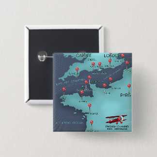English Channel Nautical Map 15 Cm Square Badge
