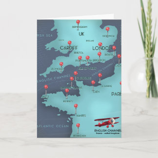 English Channel Nautical Map Holiday Card