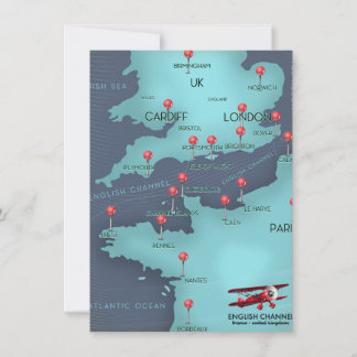 English Channel Nautical Map Invitation