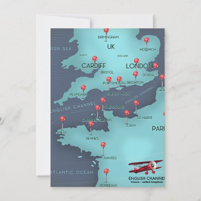English Channel Nautical Map Invitation (Back)
