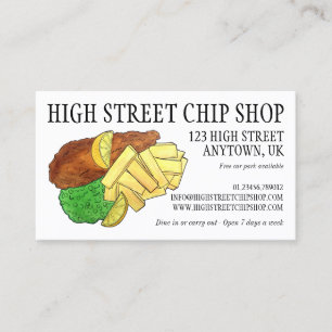 English Chip Shop Fish n' Chips Takeaway UK Food Business Card