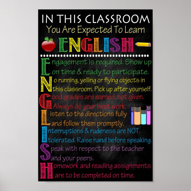 English Classroom Poster (Front)