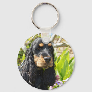 english-cocker-spaniel-black and tan key ring