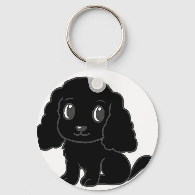 english cocker spaniel black key ring (Front)