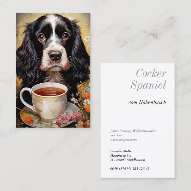 English Cocker Spaniel black white Business Card (Front/Back)