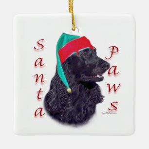 English Cocker Spaniel (blk) Santa Paws Ceramic Ornament