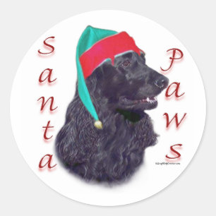 English Cocker Spaniel (blk) Santa Paws Classic Round Sticker