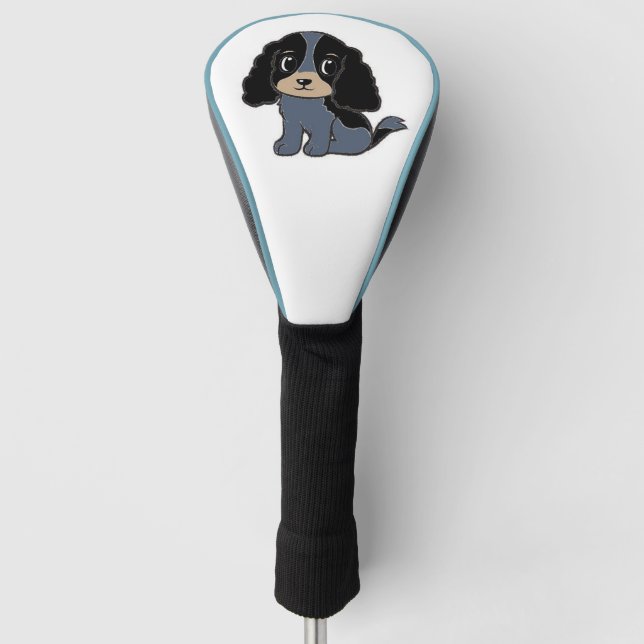 english cocker spaniel blue roan and tan cartoon golf head cover (Front)