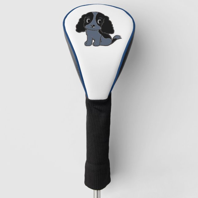 english cocker spaniel blue roan cartoon golf head cover (Front)
