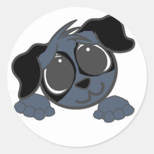 english cocker spaniel blue roan peeking cartoon classic round sticker