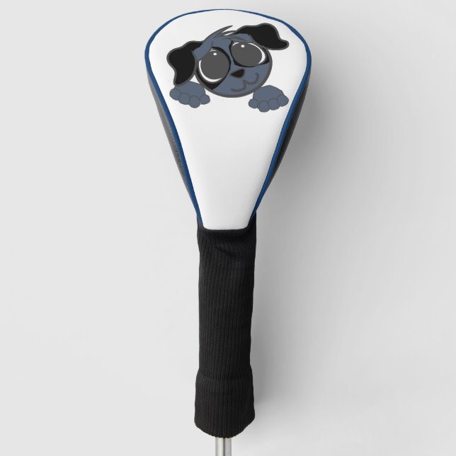 english cocker spaniel blue roan peeking cartoon golf head cover (Front)