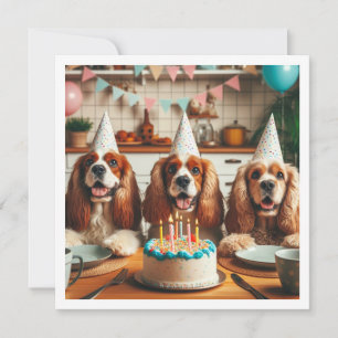 English Cocker Spaniel card, Spaniel birthday Invitation