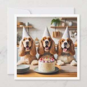 English Cocker Spaniel card, Spaniel birthday Invitation