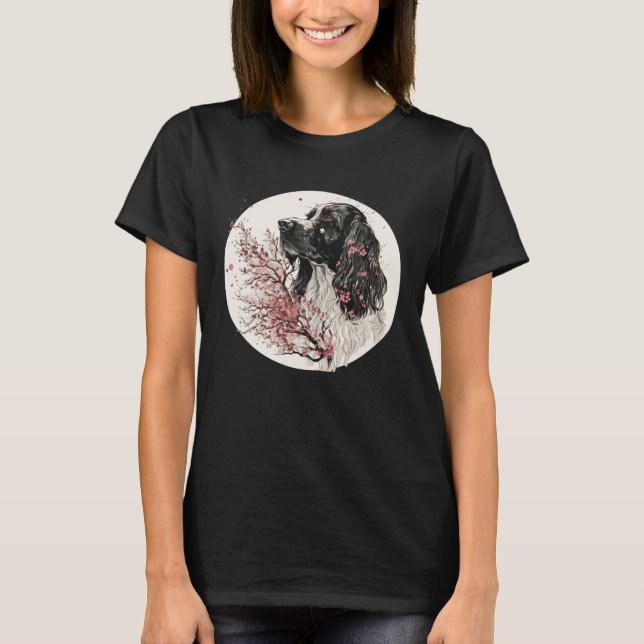 English Cocker Spaniel Cherry Blossom Dog Breed Ja T-Shirt (Front)