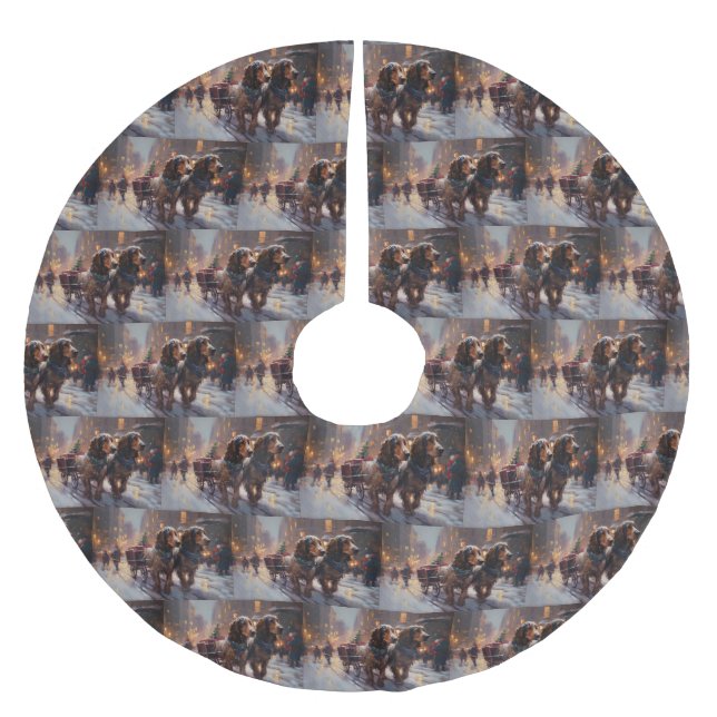 English Cocker Spaniel Christmas Festive Season Brushed Polyester Tree Skirt (Front)