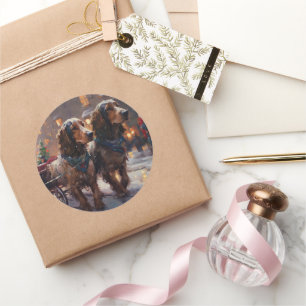 English Cocker Spaniel Christmas Festive Season Classic Round Sticker