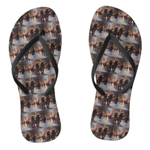 English Cocker Spaniel Christmas Festive Season Flip Flops
