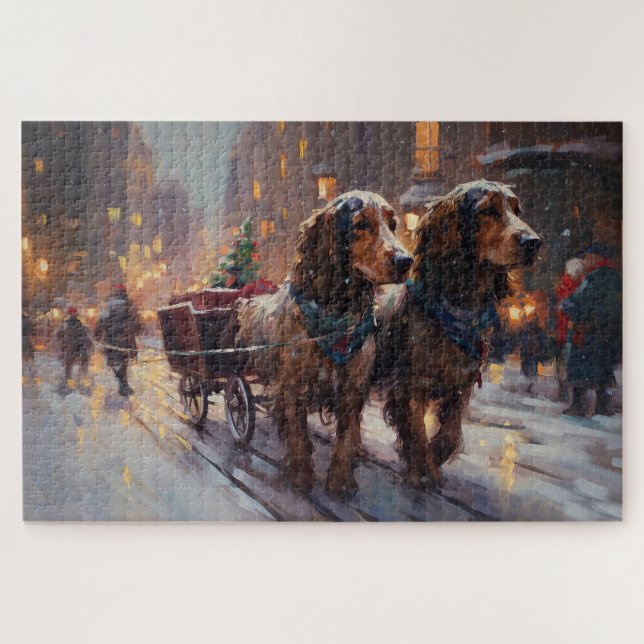 English Cocker Spaniel Christmas Festive Season Jigsaw Puzzle (Horizontal)