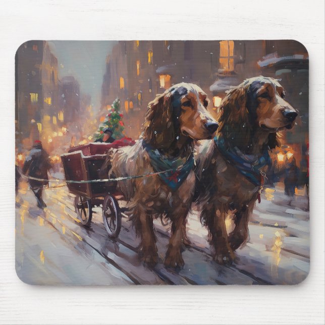 English Cocker Spaniel Christmas Festive Season Mouse Mat (Front)