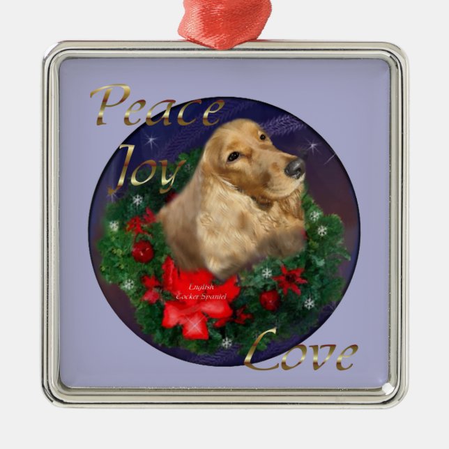 English Cocker Spaniel Christmas Gifts Metal Tree Decoration (Front)