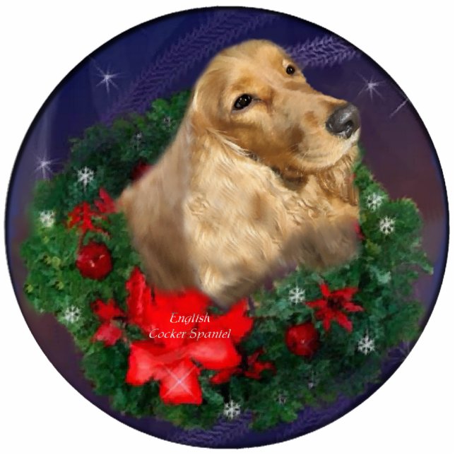 English Cocker Spaniel Christmas Gifts Ornament Photo Sculpture Decoration (Front)