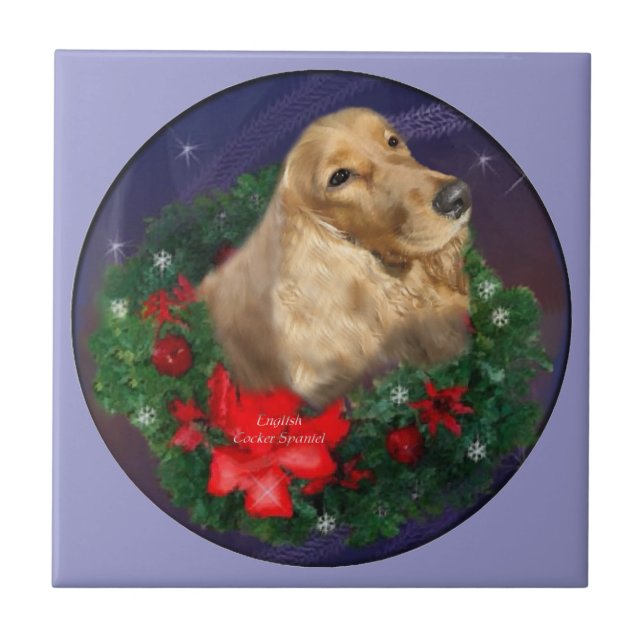 English Cocker Spaniel Christmas Tile (Front)