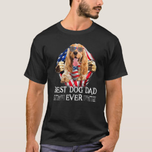 English Cocker Spaniel Dad American Flag 4th Of Ju T-Shirt