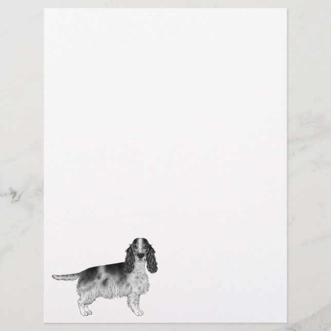 English Cocker Spaniel Design In Black And White Custom Letterhead (Front)