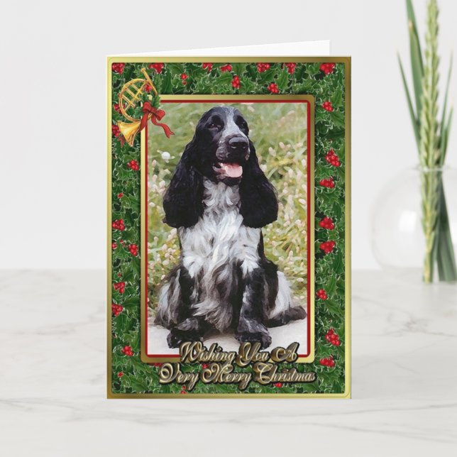 English Cocker Spaniel Dog Blank Christmas Card (Front)