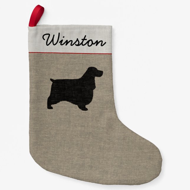English Cocker Spaniel Dog Breed Silhouette Custom Small Christmas Stocking (Front)
