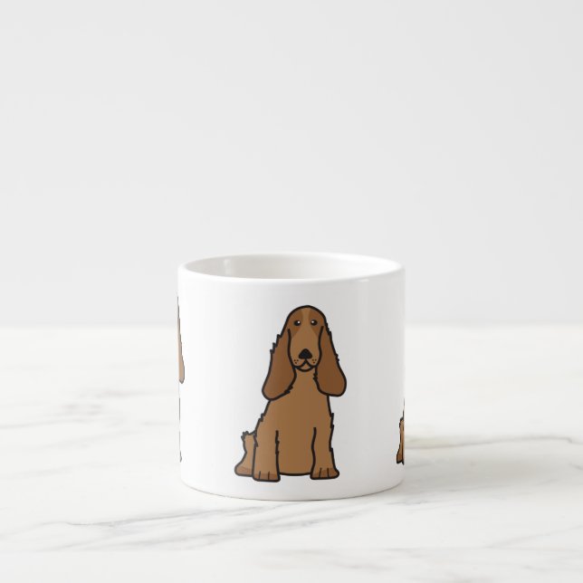 English Cocker Spaniel Dog Cartoon Espresso Cup (Front)