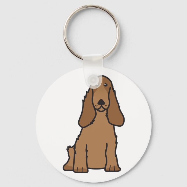 English Cocker Spaniel Dog Cartoon Key Ring (Front)