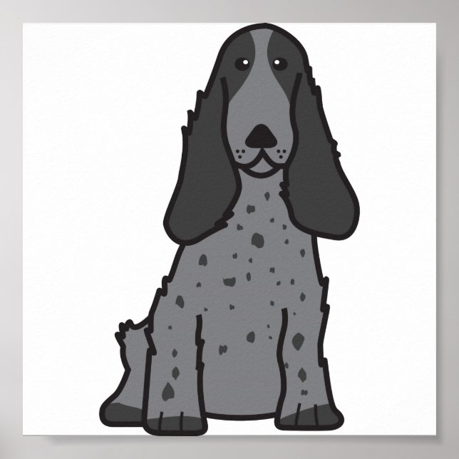 English Cocker Spaniel Dog Cartoon Poster (Front)