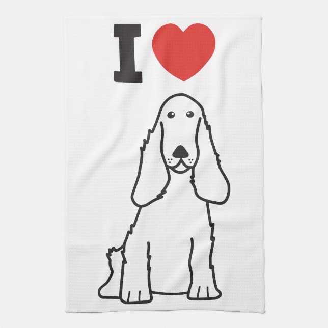 English Cocker Spaniel Dog Cartoon Tea Towel (Vertical)