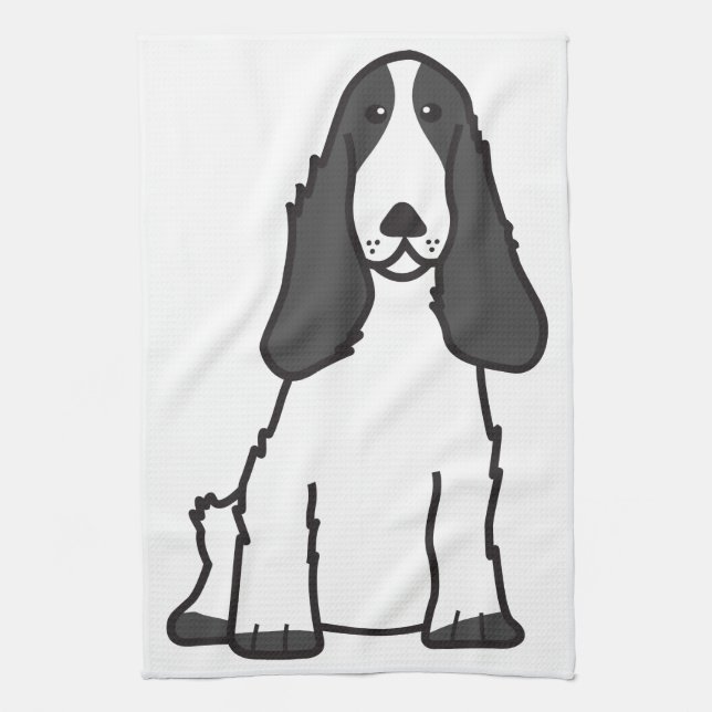 English Cocker Spaniel Dog Cartoon Tea Towel (Vertical)